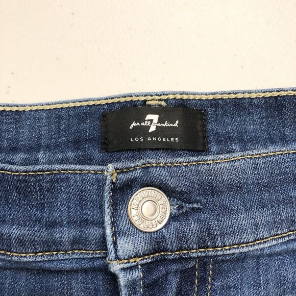 7 For All Mankind Womens Denim Md Rise Cut Off Shorts Blue Cotton Size 28 - Picture 4 of 8